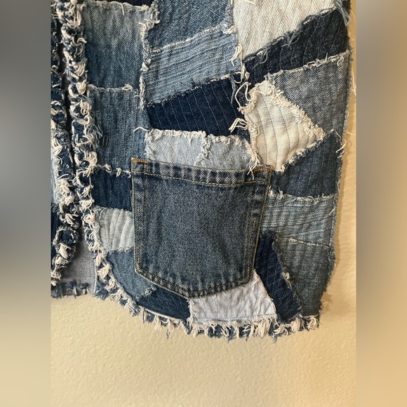 Handmade Denim Patchwork Frayed Vest Women's Size M - Picture 4 of 12
